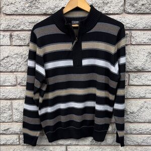 Striped Black Brown and Gray Men's Sweater